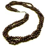 El Coral Collana Perle Bronzo Chiaro 8,5mm. 3 Fili Chiusura Argentata Lunghezza 65cm. Peso 134gr. 
