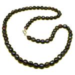 El Coral Necklace Black Button Pearls 8mm, 65cm Length