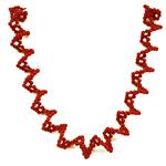 El Coral Collar Coral Rojo Bolas 3.5mm Tejidas en Espiral, 45cm Longitud
