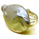 Coralli di Sardegna Anillo Perla Keshi Barroca Blanca 21x27mm con Montura de Plata