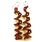El Coral Earrings Red Coral Balls 3.5mm Spiral Weaved, 100mm Length