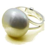 Coralli di Sardegna Ring Flat Round Akoya Pearl 16.5mm with Silver, Adjustable