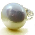 Coralli di Sardegna Ring Flat Round Akoya Pearl 19mm with Silver, Adjustable