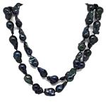 El Coral Collar Perlas Barrocas Azul Pavo Real en Forma Pera, 123cm Largo