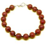 El Coral Bracciale Madrepora Red Stone 8mm. Annodato Chiusura Argentata 19cm. 10gr.