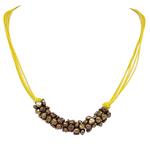 El Coral Brown pearls necklace with yellow cord
