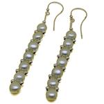 El Coral Earring Light Green Pearls with Silvered Balls, 7cm Length