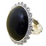 Coralli di Sardegna Ring Black Agate Cabochon 25mm and Silver Filigree Waves