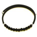 pulsera ágata negra + caucho