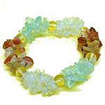 El Coral Bracciale Corneola Aqcuamarina e Cristallo Rocca Chips 6/8mm. Elastico
