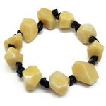 El Coral Bracciale Agata Gialla Sfaccettata 13/18mm. e Agata Nera Chips 6/8mm. Elastico