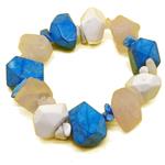 El Coral Bracciale Agata Bianca Magnesite e Quarzo Rosa Elastico 
