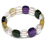 El Coral Bracciale Quarzo Multicolor Rettangolo Arrotondato 12x15mm. Elastico