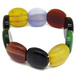 El Coral Bracciale Agata Multicolor Cuscino 18x20mm. Elastico 
