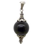 black agate pendant + zamak with silver