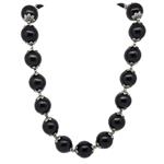 El Coral Black Agate Necklace 25mm. cups and Silver Closure Length 65cm.