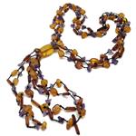 Coralli di Sardegna Amber Necklace Cylinders Pebble Amethyst Chips Knotted Central Tuft