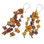 amber earrings and amethyst with silver