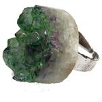 El Coral Anillo geode amatista verde 27 mm. Plateado ajustable