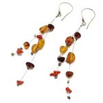 amber earrings and pearls with silver