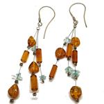 amber earrings and aquamarine with silver