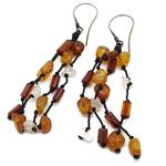 amber earrings and rose quartz with silver