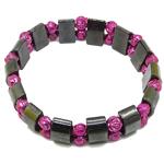 El Coral Bracciale Ematite Tunnel 11mm. e rose Fucsia Elastico