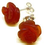 Coralli di Sardegna Pink Carnelian Earrings 12mm Silver Pressure