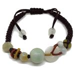 El Coral Bracciale Giada Pallini Dischi e Esagono Vari Colori con Cordino Scorrevole