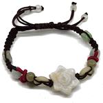 El Coral Bracciale Giada Fiori 19/9mm. Pallini e Dischetti. con Cordino Scorrevole