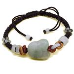 El Coral Bracciale Giada Incisa 21mm. con Pallini e Anelli Cordino Scorrevole