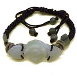 El Coral Bracciale Giada Incisione Fiori 20mm. Cuori e Archi e Cordino Scorrevole