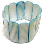 El Coral Bracciale Madreperla Celeste Rettangoli Arrotondati 4x40mm. Elastico