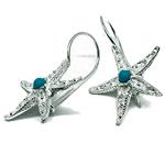 Coralli di Sardegna Pendientes Turquesa 3 mm Filigrana Plata Estrella de Mar 28mm Gancho Seguro