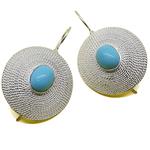 Coralli di Sardegna Turquoise Earrings 8x10mm Sardinian Filigree Silver Corbula Wide Edge