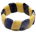 El Coral Sodalite and Yellow Agate bracelet with flared rectangles