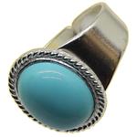 Coralli di Sardegna Turquoise Ring 10x12mm Silver Filigree Lanyard Open Band