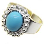 Coralli di Sardegna Turquoise Ring 8x10mm. Sardinian Filigree Silver Balls Open Band