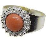 Coralli di Sardegna Anillo Coral Rosa 8mm. Pequeñas bolas de filigrana Banda abierta de plata