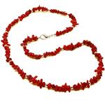 El Coral Collana Corallo Rosso 3/6mm. Pallini e Chiusura Argentati Lunghezza 45cm. 