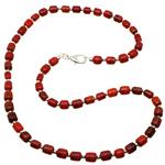El Coral Collana Pasta Corallo Rosso 6/7mm. Pallini e Chiusura Argentati