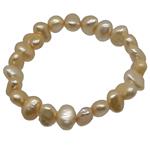El Coral Bracelet Champagne Colour Button Pearls 8mm, elastic 