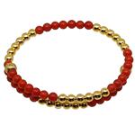 El Coral Bracciale Bimbo Corallo Rosso 3mm. Pallini Dorati e Molla Acciaio