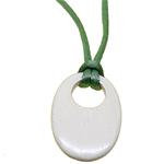 El Coral Collana Osso Creola 25x35mm. Cordino Seta Chiusura Argentata