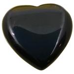 El Coral Agata Nera Cuore Bombato 22mm. Mezzo Foro Peso 4,8gr. Senza Montatura