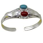 El Coral Bracciale Corallo Rosso e Turchese 6x8mm. in Argento 