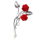 Coralli di Sardegna Red Coral Brooch 2 Roses 10mm Silver Flowered Branch