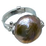 Coralli di Sardegna Ring Golden Baroque Akoya Pearl 12/14mm with Silver Setting