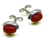 Coralli di Sardegna Pendientes Coral Rojo Plata 4x6mm borde liso presión