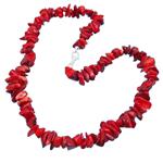 El Coral Necklace Red Coral Chips, 45 cm Length and Silvered Clasp